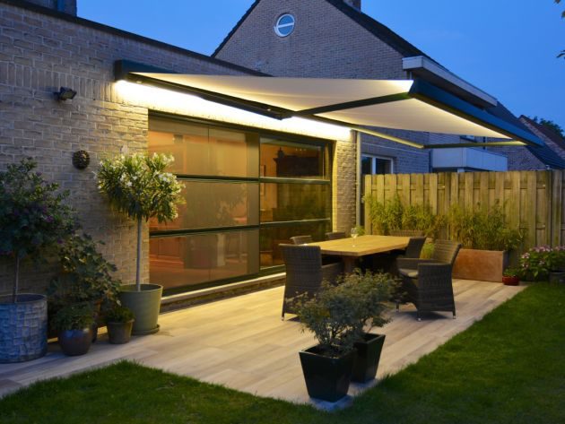 Banne solaire Winsol LUMISOL éclairée par LED, le soir